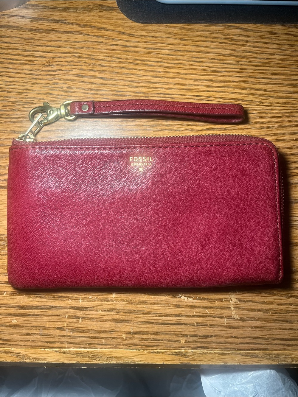 Fossil Red Leather Zip Wristlet